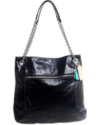 COACH - Crackled Leather Chain Tote - Lyst