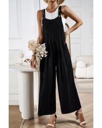 TRUEDAMES - Button Detail Wide Leg Overall Pockets Jumpsuit - Lyst