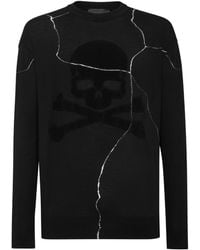 Philipp Plein - Wool Pullover Round Neck Ls Skull & Bones - Lyst