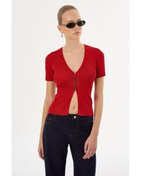 Lamarque - Aurelie Rib Knit Short Sleeve Top - Lyst