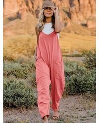 TRUEDAMES - Full Size Sleeveless V-Neck Pocketed Jumpsuit - Lyst
