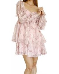 Storia - Floral Bow Sleeves Babydoll Dress - Lyst