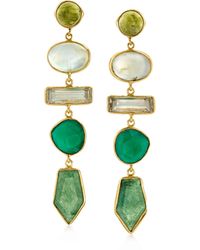 Ross-Simons Multi-gemstone And Prasiolite Drop Earrings In 18kt Gold Over Sterling - Green