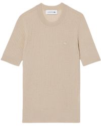 Lacoste - Short Sleeve Ribbed Knit Top - Lyst