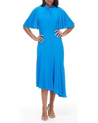 Maggy London - Twist Mock Neck Flutter Sleeve Midi Dress - Lyst