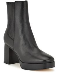 Nine West - Eds Leather Square Toe Ankle Boots - Lyst