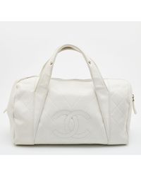 Chanel - Offdouble Quilt Leather Bowler Bag - Lyst