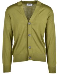 Alpha Studio - Pistachio V-Neck Extrafine Merino Wool Cardigan - Lyst