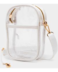 Fashnzfab - Solid Faux Leather Transparent Rectangle Crossbody Bag - Lyst