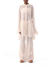 Jason Wu - High Rise Pleat Front Straight Leg Gauze Pant - Lyst