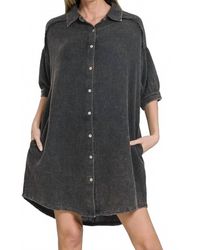 Zenana - Gauze Button Down Short Sleeve Shirt - Lyst