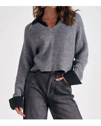 Elan - V-Neck Attached Collar Sweater - Lyst