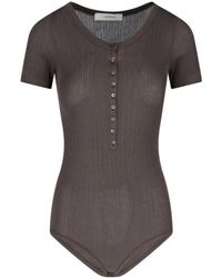 Lemaire - Ribbed Textured Bodysuit With Round Neckline - Lyst