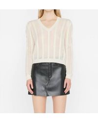 FRAME - Pointelle Cashmere Ruched Sweater - Lyst