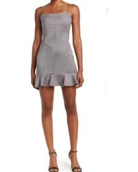 Susana Monaco - String Ruffle Faux Suede Mini Dress - Lyst