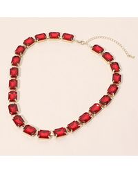 Fashnzfab - Rectangular Gem Cluster Link Evening Necklace - Lyst