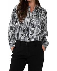 EsQualo - City Print Blouse - Lyst