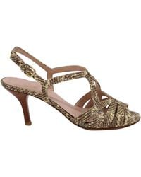 Stuart Weitzman - Snakeskin Print High Heel Sandals - Lyst
