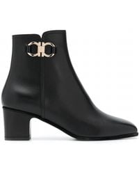Ferragamo - Salvatore Gancini Leather Bootie - Lyst