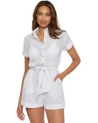 Becca - Cabana Cover Up Romper Button Front Belted Beach Frog461 - Lyst