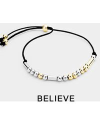 Fashnzfab - Believe Message Morse Code Adjustable Cinch Pull Tie Bracelet, Two Tone - Lyst