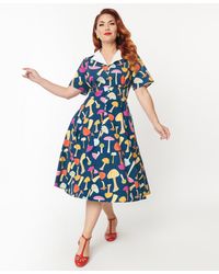 Unique Vintage - Plus Size Teal & Color Mushroom Swing Dress - Lyst