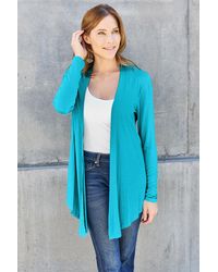TRUEDAMES - Full Size Open Front Long Sleeve Cardigan - Lyst
