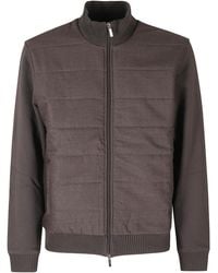 Fay - Quilted Stand-Up Collar Two-Material Jacket - Lyst
