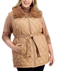 Calvin Klein - Plus Faux Fur Trim Quiled Puffer Vest - Lyst
