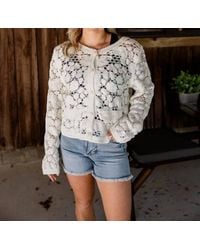 Pol - V-Neck Crochet Sweater - Lyst