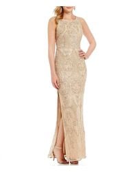 Aidan Mattox - Halter-Style Embroidered Beaded Dress - Lyst
