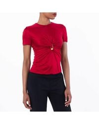 Versace - Safety Pin Gathered Viscose Top - Lyst