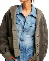 Listicle - Mixed Fabric Button Down Jacket - Lyst