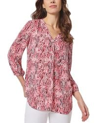 Jones New York - Petites Printed Polyester Blouse - Lyst