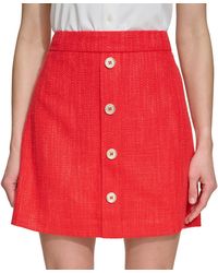 DKNY - Button Tweed Mini Skirt - Lyst