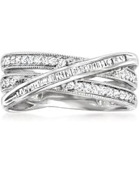 Ross-Simons - Round And Baguette Diamond Crisscross Highway Ring - Lyst