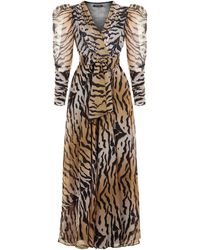 Nocturne - Tiger Print Long Dress - Lyst