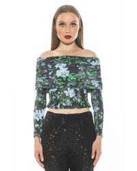 Alexia Admor - Ruched Off-Shoulder Cropped Knit Top - Lyst