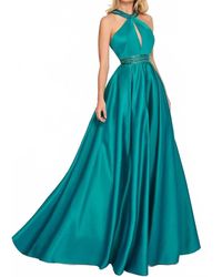 Rachel Allan - Matte Satin Halter Neck Prom Gown - Lyst