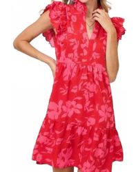Umgee - Mix Floral Ruffle Sleeve Dress - Lyst