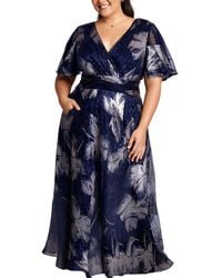 Betsy & Adam - Plus Metallic Polyester Evening Dress - Lyst