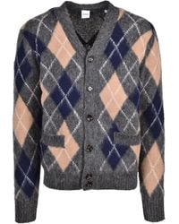Aspesi - Argyle Pattern V-Neck Wool Cardigan - Lyst