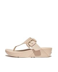 Fitflop - Lulu Covered-Buckle Raw-Edge Leather Toe-Thongs Sandals - Lyst