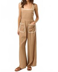 Lalavon - Laid-Back Charm Lace Trim Jumpsuit - Lyst