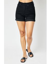 Judy Blue - High Waist Tummy Control Cuffed Non Distressed Shorts - Lyst
