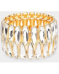 Fashnzfab - 2Rows Elongated Teardrop Stone Cluster Stretch Evening Bracelet Clear - Lyst