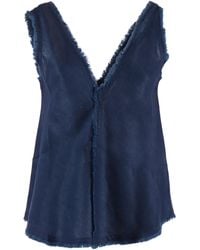 P.A.R.O.S.H. - Sleeveless Frayed V Neck Tank Top - Lyst