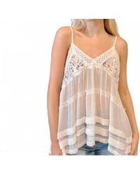 Pol - V-Neck Sleveless Lace Patch Top - Lyst