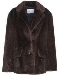 Stand Studio - Rich Faux Fur Jacket With Classic Collar - Lyst