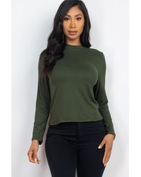 TRUEDAMES - Mock Neck Solid Long Sleeve Top - Lyst